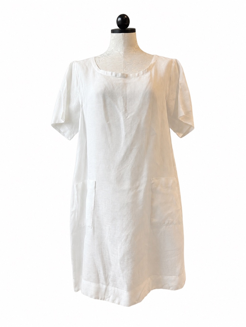 Eileen Fisher White Linen Tunic Minimalist Shift Pockets Women’s Medium